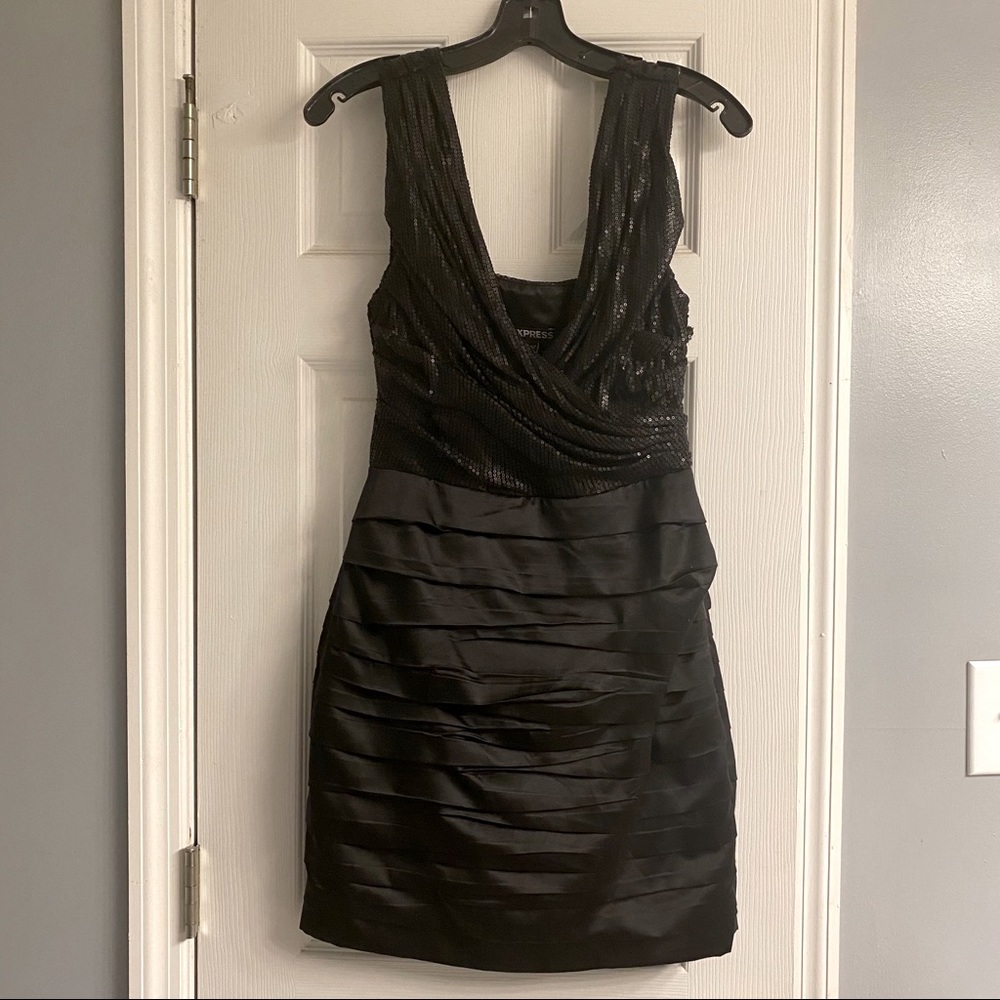 Black sequin cocktail dress